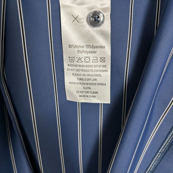 Maelreg Mens Performance Polo Shirt Blue Striped Short Sleeve Large NWT's - Picture 7 of 8